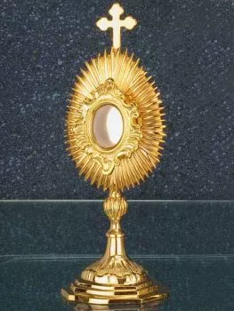 Reliquiar Messing vergoldet gegossen 22 cm Strahlenkranz