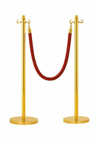 Seilständer Messing 89 cm hoch beidseitig mit Haken, flacher Fuß