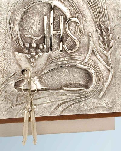 Preview: Tabernakel Türrelief IHS Holzkorpus 20x18x18 cm