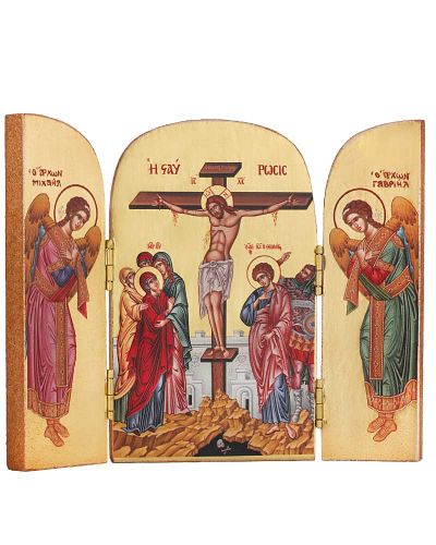 Tryptich Ikone 11,5x13 cm Jesu Kreuzigung