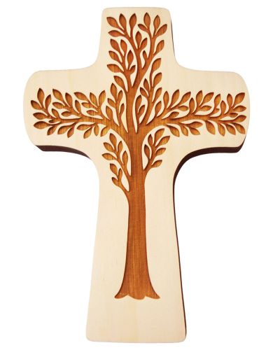 Wandkreuz aus Zirbenholz "Lebensbaum" 14 x 21 cm