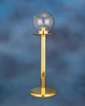 Tischflambeaux mit Glas 40 cm Messing poliert