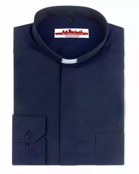 Collarhemd Langarm Baumwoll-Twill nachtblau
