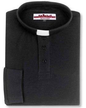 Collarpullover Gr. M - 4XL schwarz 100 % Baumwolle