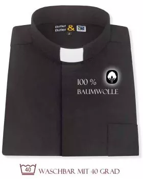 Collarhemd 100% Fairtrade Baumwolle schwarz Langarm