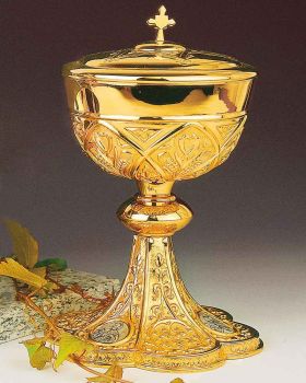Ziborium gotische Form vergoldet 23 cm hoch