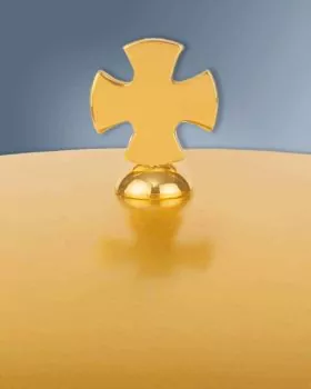 Ziborium mit Griff und Kreuz,vergoldet, 17 cm Ø