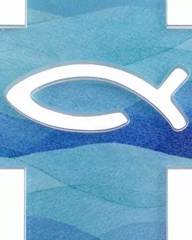 Kreuz Acrylglas 11,5 x 14,5 cm Fisch-Symbol durchbrochen