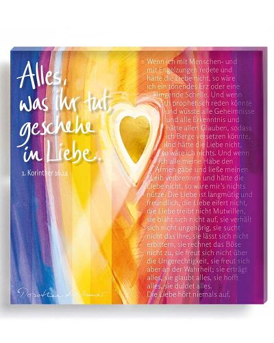 Acrylglastafel "Alle Dinge" Lichtbild violett 15 x 15 cm