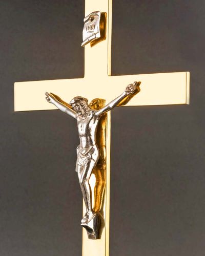 Preview: Altarkreuz 46 cm hoch, 23 cm breit Messing poliert