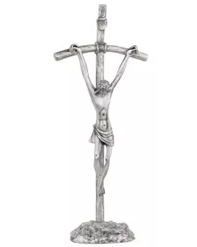 Stehkreuz antiksilber 30 cm "Papstkreuz" mit Christus