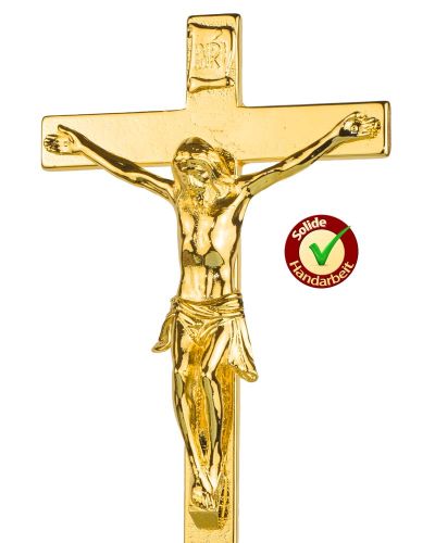 Preview: Altarkreuz 16 x 42 cm dreibeinig Messing poliert