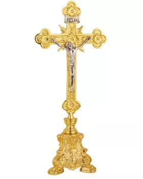 Altarkreuz barock 34 cm Messing vergoldet