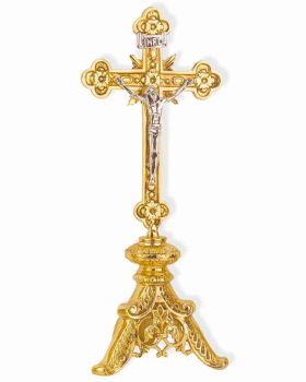 Altarkreuz barock 37 cm Messing vergoldet