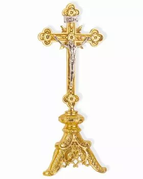 Altarkreuz barock 37 cm Messing vergoldet