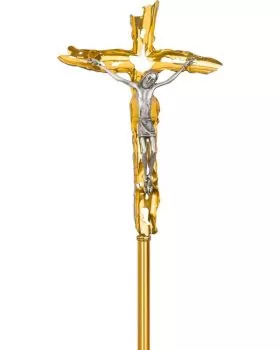 Vortragekreuz Messing versilbert und vergoldet
