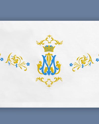 Altardecke  Polyester in Leinenoptik  300 x 160 cm mit Mariensymbol