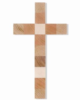 Wandkreuz 12 Apostel aus Naturholz 10 x 18 cm