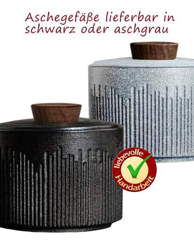 Aschegefäß Keramik 8 cm Ø, 7 cm hoch, aschgrau