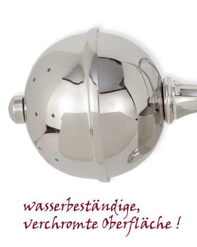 Aspergill mit Holzgriff Messing verchromt, 24 cm