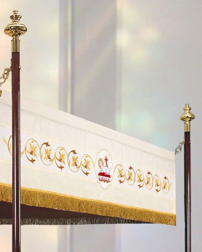 Baldachin 210 x 155 cm weiß IHS gold gestickt
