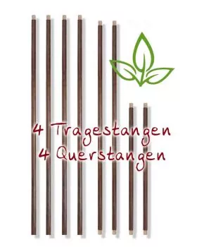 Baldachingestänge Hartholz, 4 Trage- 4 Querstangen