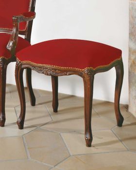 Seitensedilie barock Holz braun gebeizt Samt rot