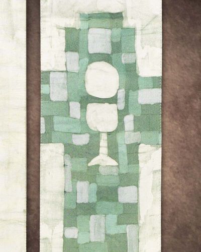 Preview: Langstola Batik grün Kelch und Hostie