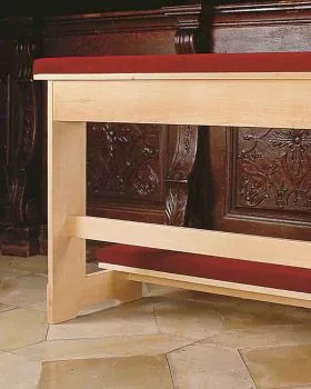 Brautbetstuhl 120 cm Buche natur mit rotem Samtpolster