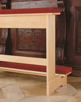 Brautbetstuhl 120 cm Buche natur mit rotem Samtpolster