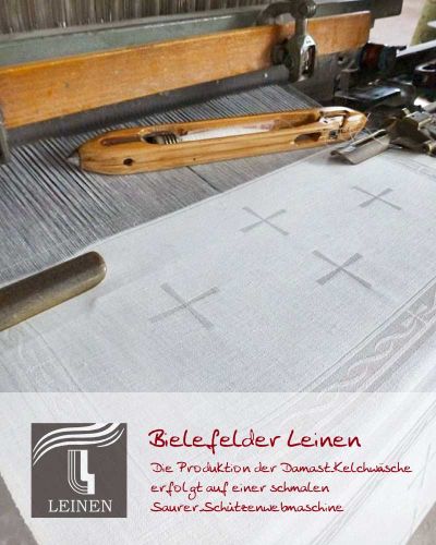 Kelchgarnitur Leinen 3-teilig Fisch gestickt beige