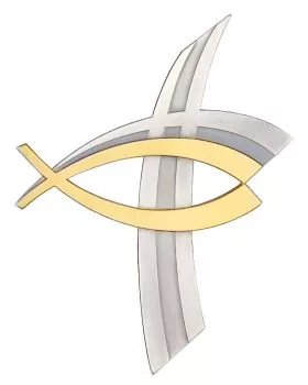 Kreuz mit Fischsymbolik, modern 12 x 16 cm