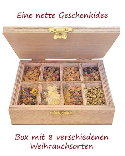 Weihrauch 8 Sorten im Holzkasten 11,5 x 9,5 cm
