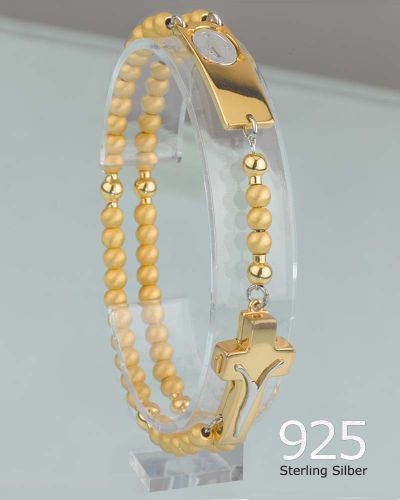 Rosalet mit gold mattierten Perlen aus Sterling Silber