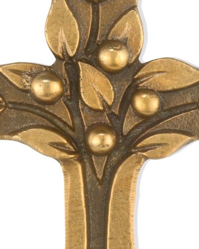 Preview: Kreuz bronziert 8 x 9,5 cm Früchte des Lebens