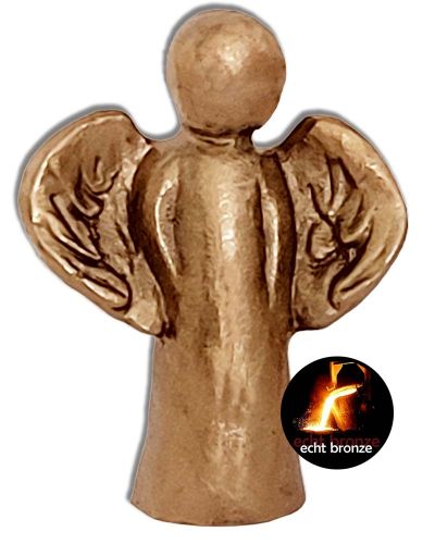 Preview: Schutzengel 5 x 4 cm Bronze, "Da ist immer ein Engel"