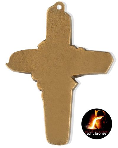 Preview: Kommunionkreuz Ampelos 7,5 x 9,5 cm bronziert