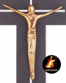 Schieferkreuz 13 x 22 cm Korpus Bronze poliert