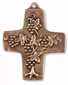 Kommunionkreuz Weinstock 9,5 x 7,5 cm Bronzerelief