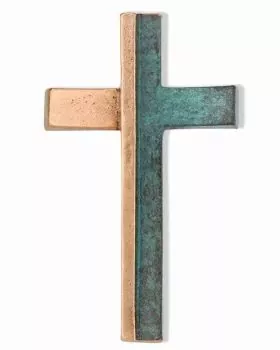 Schmuckkreuz Bronze grün patiniert 14 x 8 cm
