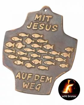 Kommunionkreuz 8 x 9 cm Bronze, MIT JESUS...