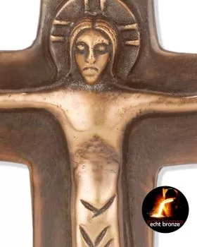 Kommunionkreuz Bronze, mit Christus 10,5 x 8,5 cm
