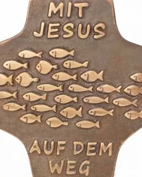 Kommunionkreuz 8 x 9 cm Bronze, MIT JESUS...