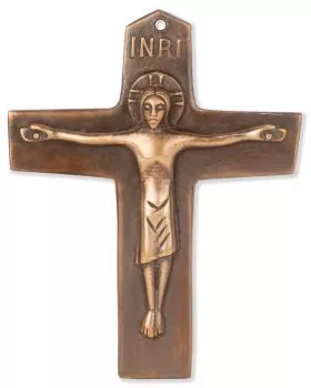 Kommunionkreuz Bronze, mit Christus 10,5 x 8,5 cm