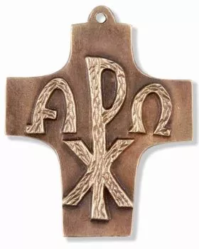 Kommunionkreuz A+O PAX Christus Bronze 7,5 x 9,5 cm