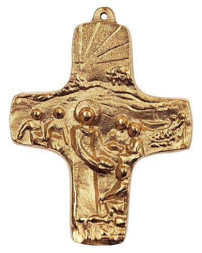 Kommunionkreuz 9 x 7 cm "Kommt und esst"