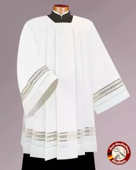Chorrock Trevira & Wolle creme 100 cm Handstickerei beige