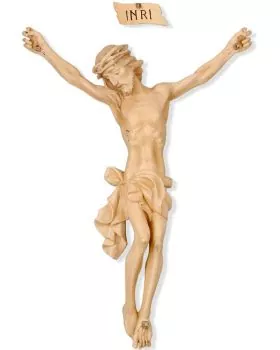 Christus Corpus mit INRI Fiberglas in Holzton120 cm