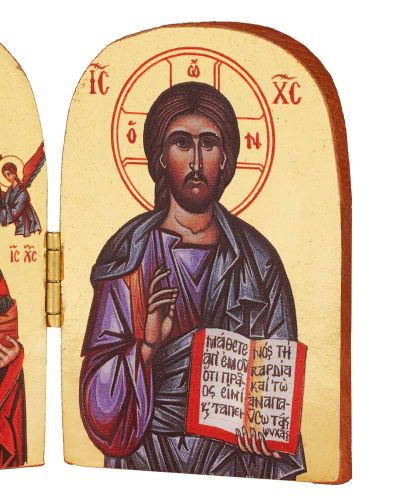 Preview: Byzantinische Diptychon-Ikone 5 x 7 cm Maria Eleusa