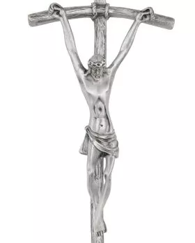 Stehkreuz antiksilber 30 cm "Papstkreuz" mit Christus